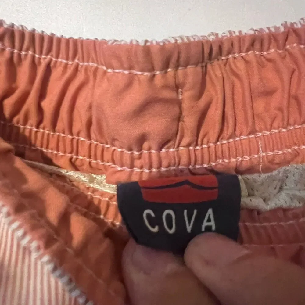 Cova Mens Swim Trunks Size M Light Pink Striped Stretch Board Shorts Lined